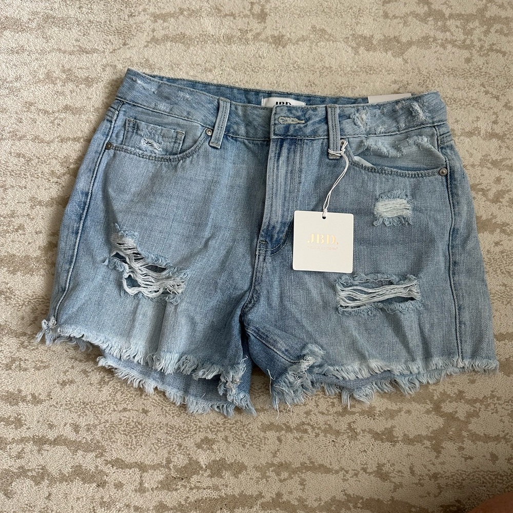 JBD Women's Light Blue Distressed Denim Shorts